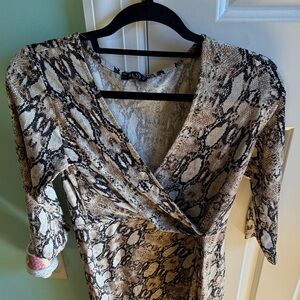 B.L.V.D. Snakeskin Print V- Neck Dress